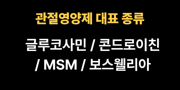 관절 영양제 종류, 글루코사민 콘드로이친 MSM 보스웰리아