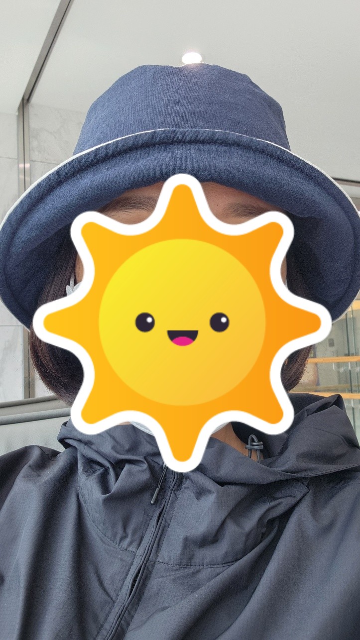 모자 가발 착용 모습 힐링햇 제품