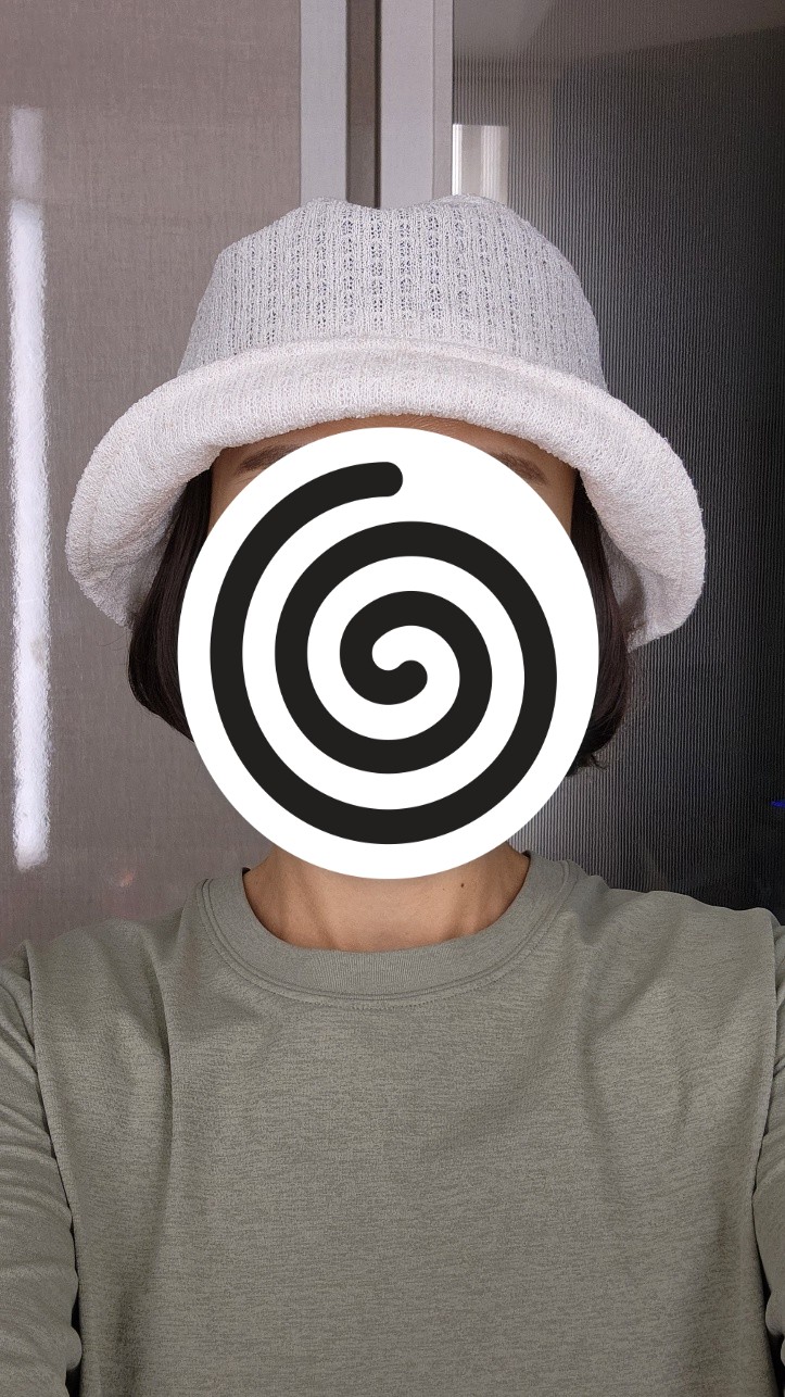 모자 가발 착용 모습 여름용